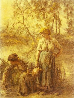 Puiseuses d'eau Oil painting by Leon-Augustin L'Hermitte