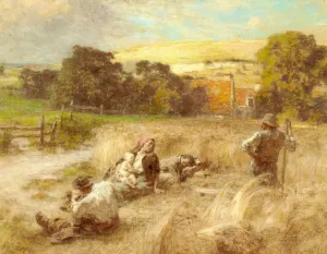 Repos Pendant La Moisson by Leon-Augustin L'Hermitte Oil Painting