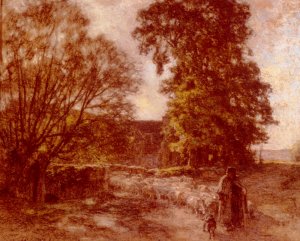 Shepherd and Sheep Oil painting by Leon-Augustin L'Hermitte