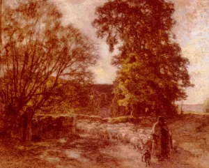 Shepherd and Sheep painting by Leon-Augustin L'Hermitte