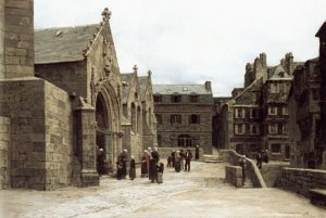Sortie de l'eglise Saint-Melaine a Morlaix by Leon-Augustin L'Hermitte Oil Painting