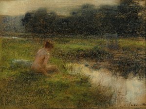 The Bather by Leon Augustin Lhermitte Oil Painting