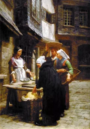 The Butter Market by Leon-Augustin L'Hermitte Oil Painting