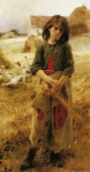 The Little Goose Girl of Mezy by Leon-Augustin L'Hermitte Oil Painting