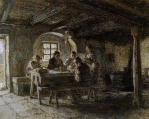 The Meal by Leon-Augustin L'Hermitte Oil Painting