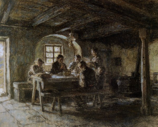 Main Product Photo of The Meal Painting by Leon-Augustin L'Hermitte