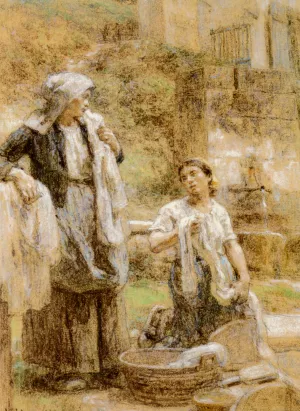The Washerwomen by Leon-Augustin L'Hermitte Oil Painting