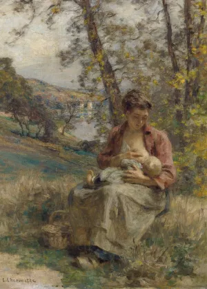 The Young Mother by Leon Augustin Lhermitte Oil Painting