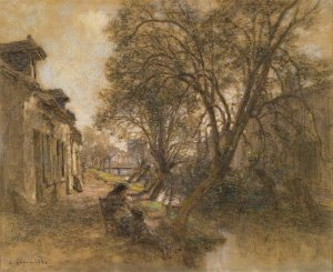 Vue Prise a Saint Bonnet Pres De Bourges by Leon Augustin Lhermitte Oil Painting