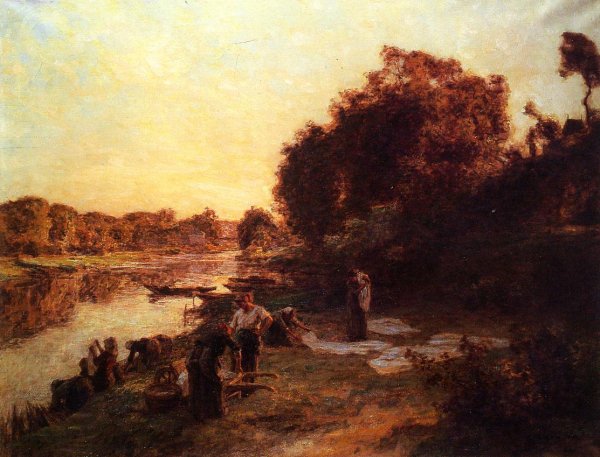 Washerwoman on the Banks of the Marne by Leon-Augustin L'Hermitte - Hand-Painted Oil Painting Reproduction