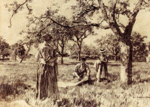 Washerwomen Setting the Linens Out to Dry Oil painting by Leon-Augustin L'Hermitte