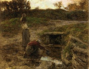 Woman at a Fountain Oil painting by Leon-Augustin L'Hermitte