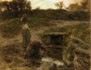 Woman at a Fountain by Leon-Augustin L'Hermitte Oil Painting