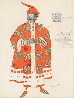 Costume Design For Act I Of The Martyrdom Of St. Sebastian by Leon Bakst Oil Painting