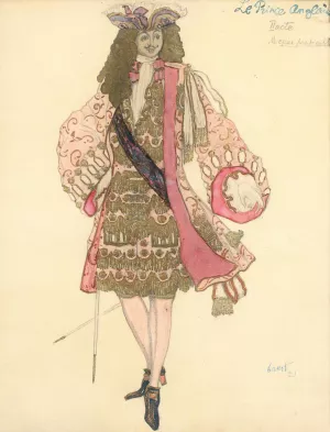 Costume Design For Act Ii Of Le Prince Anglais by Leon Bakst Oil Painting