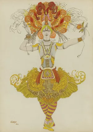 Costume Design For Firebird Oil painting by Leon Bakst