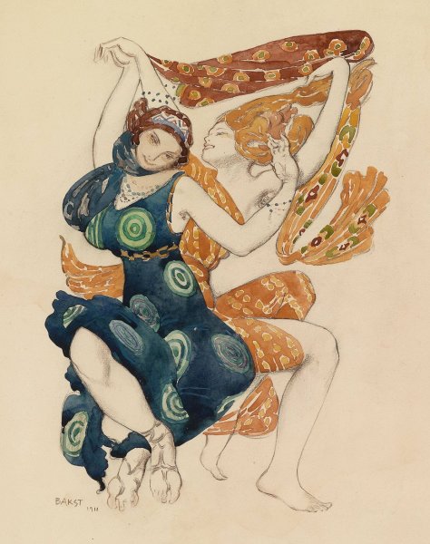 Costume for Narcisse by Tcherepnin  by Leon Bakst - Hand-Painted Oil Painting Reproduction