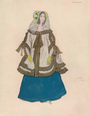 Lady in 'Papillons' by Leon Bakst Oil Painting