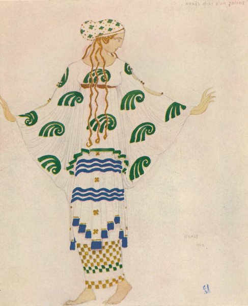Nymph in 'L'apres-midi d'un faune' by Leon Bakst - Hand-Painted Oil Painting Reproduction