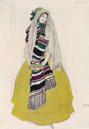 Projet de costume execute par Leon Bakst pour le ballet 'Les papillons' by Leon Bakst Oil Painting