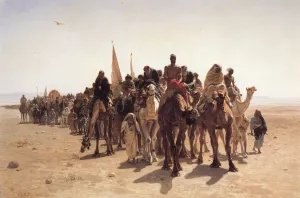 Pelerins allant a La Mecque by Leon Belly Oil Painting