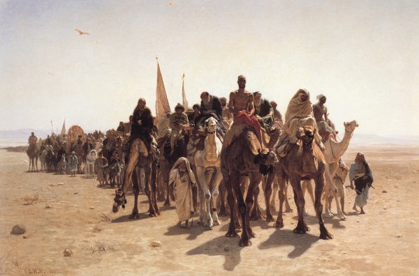Main Product Photo of Pelerins allant a La Mecque Painting by Leon Belly