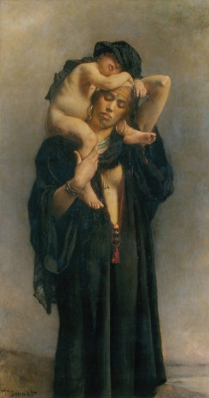 An Egyptian Peasant Woman and Her Child by Leon Bonnat Oil Painting