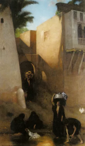 Femmes Fellahs au Lavoir, Caire Oil painting by Leon Bonnat