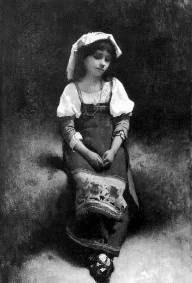 Girl Sitting by Leon Bonnat - Hand-Painted Oil Painting Reproduction