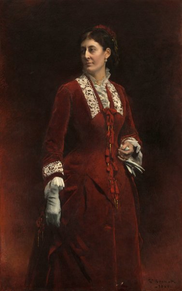Portrait de Madame Georges Erhler  by Leon Bonnat - Hand-Painted Oil Painting Reproduction