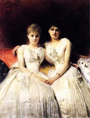Portrait of Marthe and Therese Galoppe by Leon Bonnat - Oil Painting Reproduction