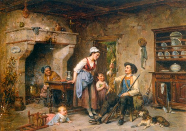 Main Product Photo of The Huntsman's Home Coming Painting by Leon Caille