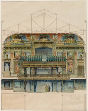 Elevation interieure de la salle de l'Olympia, cote salle by Leon Carle Oil Painting