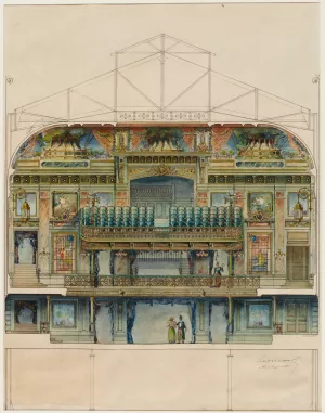 Elevation interieure de la salle de l'Olympia, cote salle by Leon Carle Oil Painting
