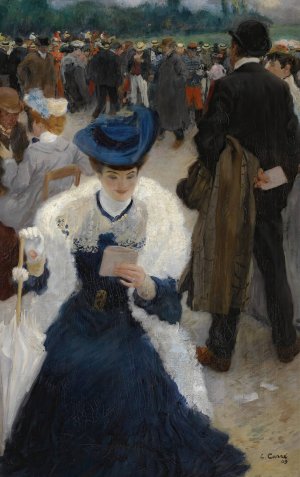 Une Elegante Aux Courses by Leon Carre Oil Painting