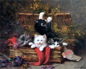 A Gift of Kittens painting by Leon Charles Huber