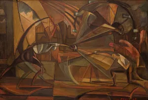 Fencing Match by Leon Chwistek Oil Painting
