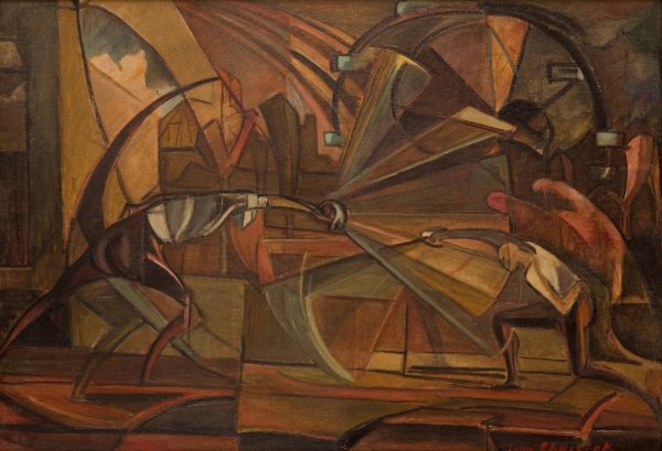 Main Product Photo of Fencing Match  Painting by Leon Chwistek