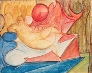 Lying Female Nude Oil painting by Leon Chwistek
