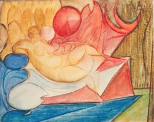Lying Female Nude by Leon Chwistek Oil Painting