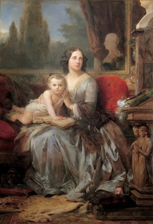 Maria Brignole-Sale, Duchess of Galliera, with her son Filippo by Leon Cogniet Oil Painting