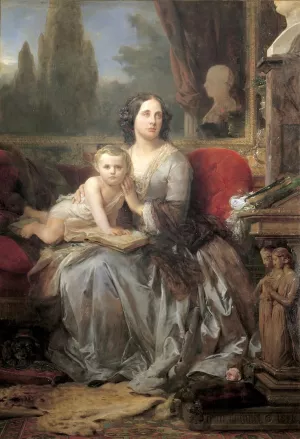 Maria Duquesa di Galliera with Her Son Fillippo by Leon Cogniet - Oil Painting Reproduction