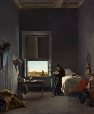The Artist in His Room at the Villa Medici, Rome by Leon Cogniet Oil Painting