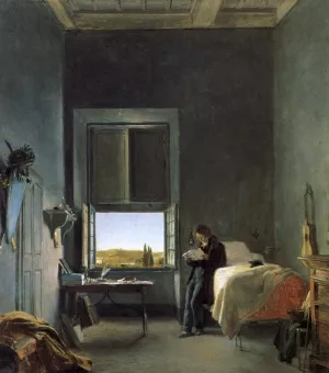 The Artist in His Room at the Villa Medici, Rome by Leon Cogniet - Oil Painting Reproduction