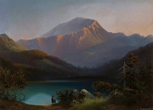 Mount Pyszna with the Smreczyny Lake in the KoScieliska Valley in the Tatra Mountains by Leon Dembowski Oil Painting