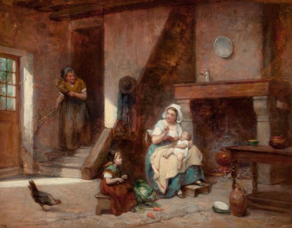 Main Product Photo of Family Scene Painting by Leon Emile Caille