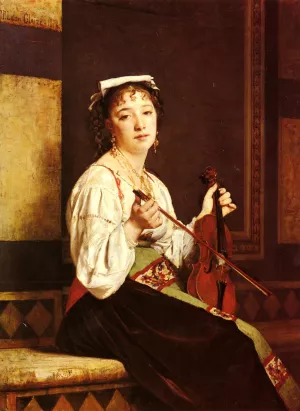 Musicienne Italienne by Leon Glaize - Oil Painting Reproduction