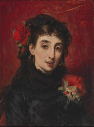 Bildnis einer Spanierin by Leon Herbo Oil Painting
