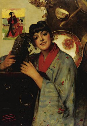 La Japonaise by Leon Herbo Oil Painting