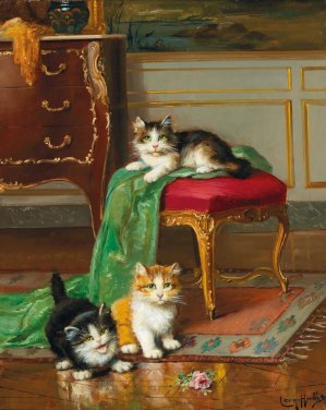 Die kleinen Lieblinge by Leon Huber Oil Painting